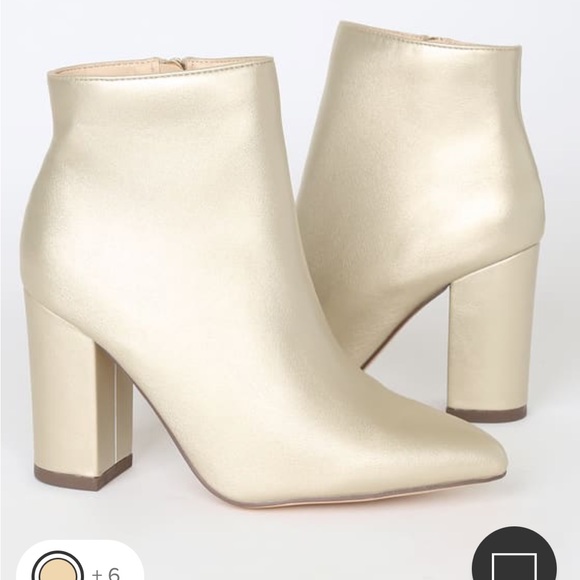 Lulu's Gold Ankle Boots - Picture 2 of 7